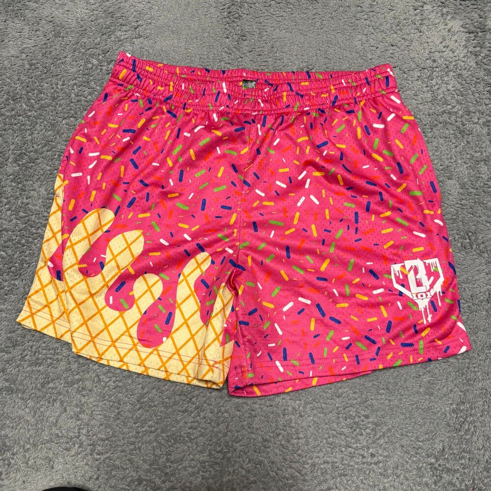 Baseball Lifestyle B101 Shorts Mens Medium Pink Ice Cream Sprinkles Mesh